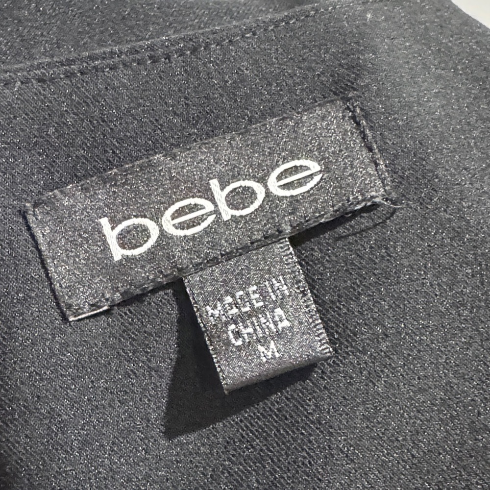 NWOT bebe Black Mini Dress with Crystal Necklace Embellishment Sz M - Picture 7 of 11